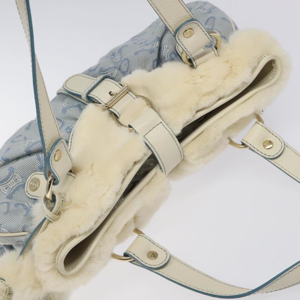 CELINE C Macadam Canvas Hand Bag Light Blue Gold Auth 121231 - Picture 6 of 16